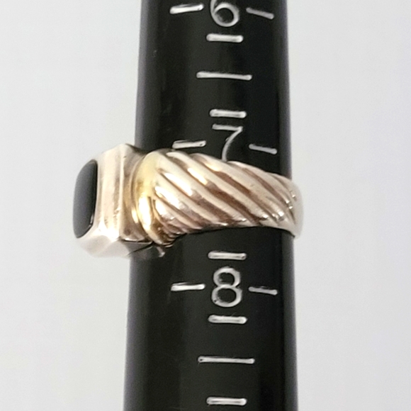 David Yurman Two-Tone Cable Onyx Ring 7.25 - Picture 5 of 12